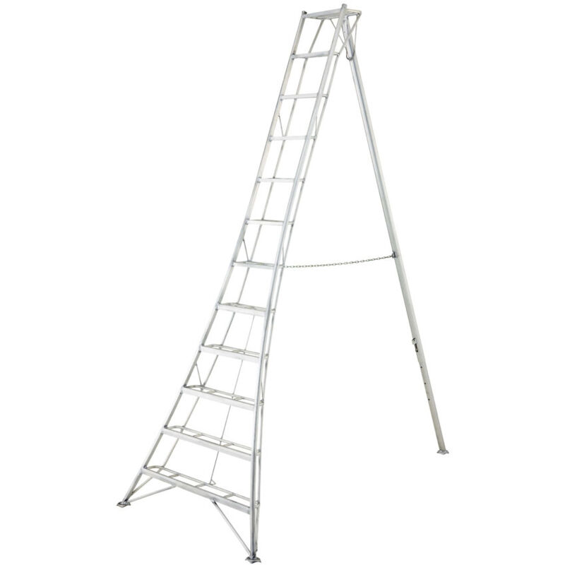 Échelle de jardin aluminium 3 montants – Hauteur 360 cm – Largeur 148 cm – Charge maximale 150 kg – Marches antidérapantes – Niwaki