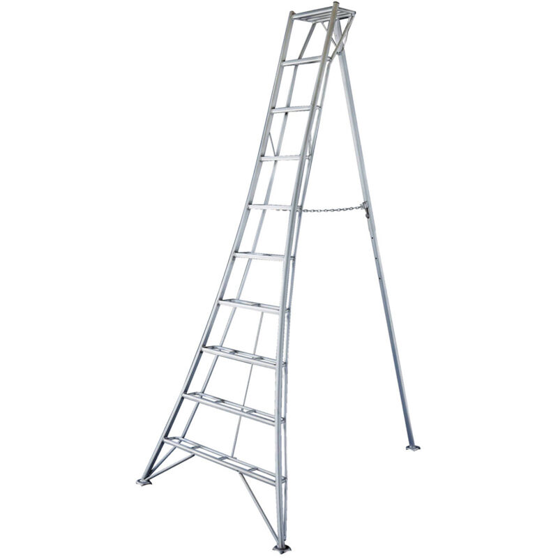 Échelle de jardin aluminium 3 montants – Dimensions 231x148x303 cm – Marches antidérapantes – Charge maximale élevée pour travaux intensifs – Niwaki