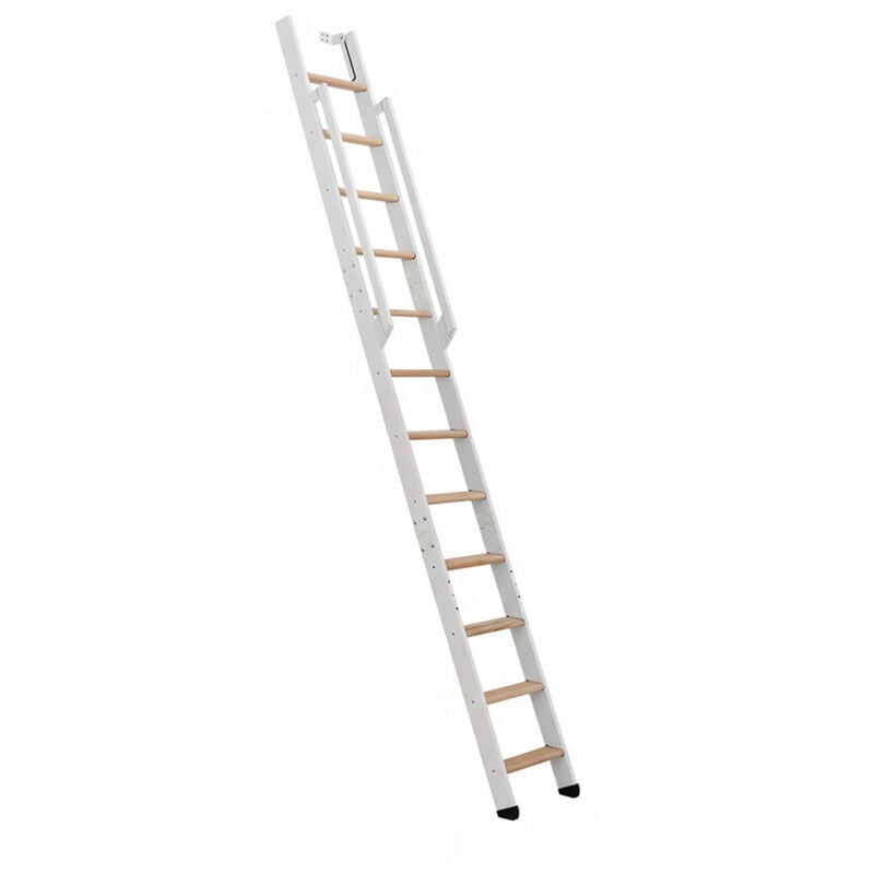 Echelle Direct - Echelle de meunier rabattable blanche 10 marches - Hauteur sol à sol 2.43m - Largeur 36cm - STRONG-250-BL