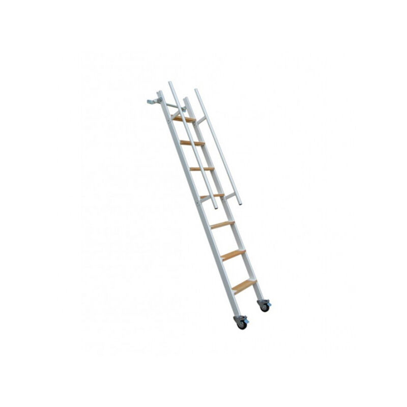 Matisère - Echelle meunier rabattable acier - Marches bois - Hauteur à atteindre 2,50m - SSPXL-263-G-SR