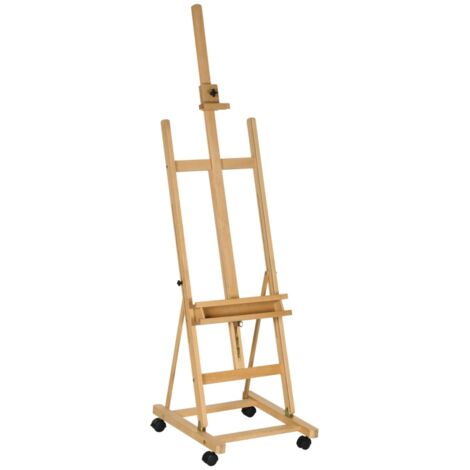Échelle de peinture, échelle pour les artistes. Hauteur réglable. 4 roulettes. Matériau naturel + noir.