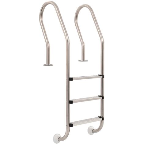 Échelle de piscine à 3 échelons Acier inoxydable 304 120 cm vidaXL - Argent