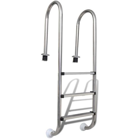 Échelle de piscine à 3 échelons Acier inoxydable 304 120 cm vidaXL - Argent