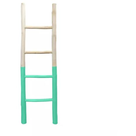 Echelle décorative en bois exotique blanchi et vert d'eau - SCALA