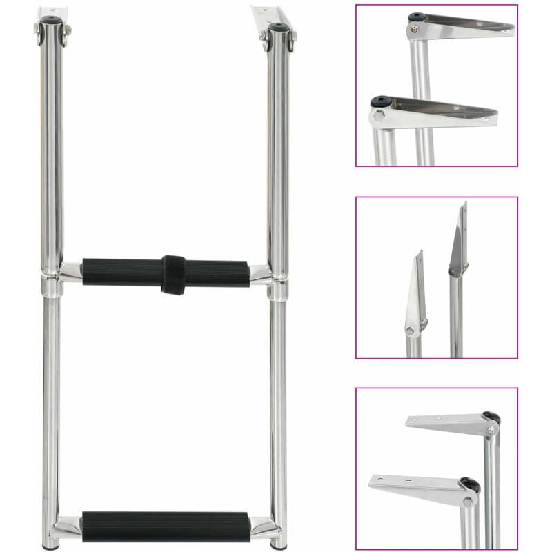 Laola - chelle d'embarquement pliable 2 marches Acier inoxydable