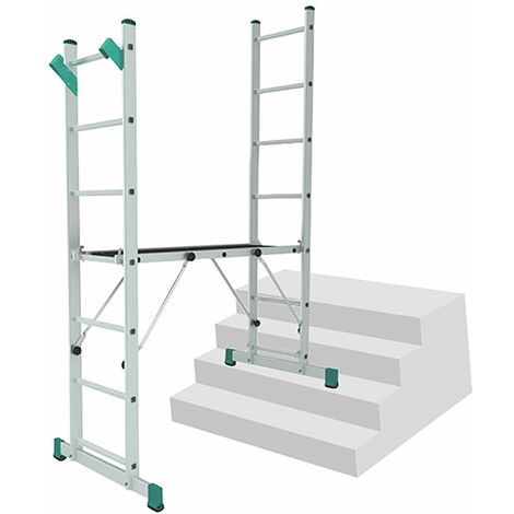 Echelle Direct – Échafaudage pour escalier 3.00m haut – Charge maximale 150kg – Plateau antidérapant – Barre stabilisatrice – 8507