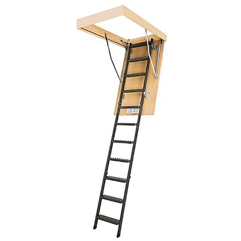 Echelle Direct – Échelle escamotable métallique 2.80m – Ouverture plafond 70 x 120cm – Marches antidérapantes – Charge max 200kg – LMS701202