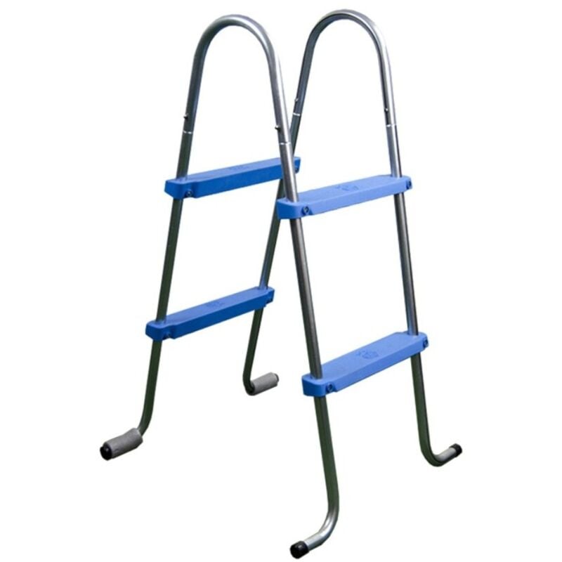 TOI - Echelle double symétrique 2x4 marches acier galvanisé pour piscine hors-sol
