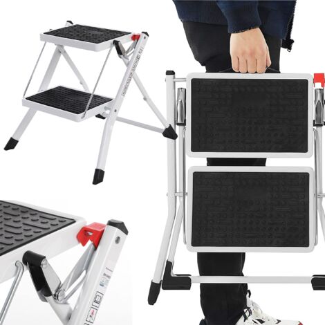 Échelle Échelle pliante à 2 marches pour maison, garage, plateforme en acier, 150 kg