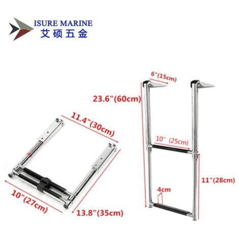 Échelle en acier inoxydable, échelle de pont standard à 2 sections, accessoires pour yachts et bateaux, quincaillerie marine, ISURE