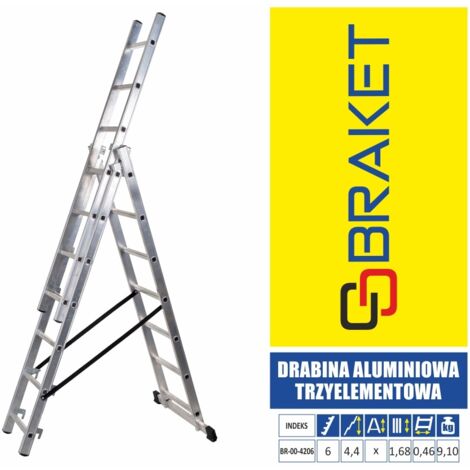 ÉCHELLE EN ALUMINIUM À 3 ÉLÉMENTS 345 CM 6+6+6 ÉCHELONS - BR-00-4206