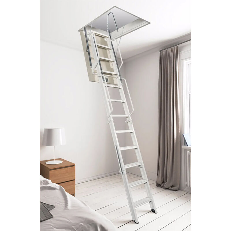 Echelle Direct - Echelle escamotable acier 3.61 à 3.80m - Trémie 130 x 80 cm - ACI-QUA380/130-80