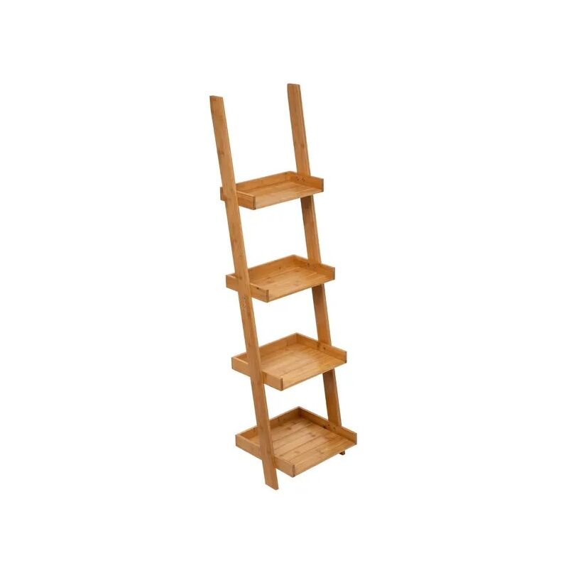 Étagère De Rangement Echelle 4 Niveaux En Bambou H 144.5 Cm Étagère De Rangement Echelle 4 Niveaux En Bambou H 144.5 Cm
