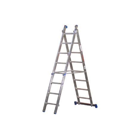 E'chelle extensible professionnelle Azzurra a' 2 e'le'ments 12 marches h 3,5/5,81 m en aluminium pour appui sur tre'teau ou rallonge