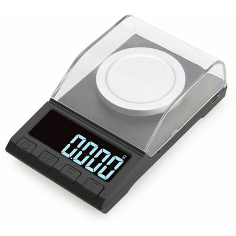 echelle milligramme 50g 0.001g echelle de bijoux haute precision avec ecran LCD pour poudre de medecine d'or de bijoux, modele: noir