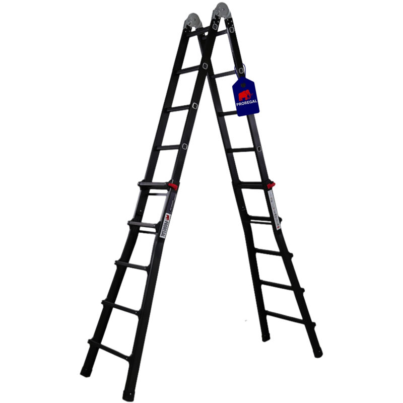 Chelle multifonction 3-en-1 en aluminium apollo 5,2 mètres 4x5 échelons Charge maximale 150 kg Aluminium Noir