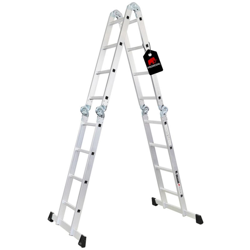 Chelle Multifonction multistep avec plateforme d'échafaudage Échelle en aluminium en 4 parties 4x4 échelons jusqu'à 4,6 m de hauteur Capacité de