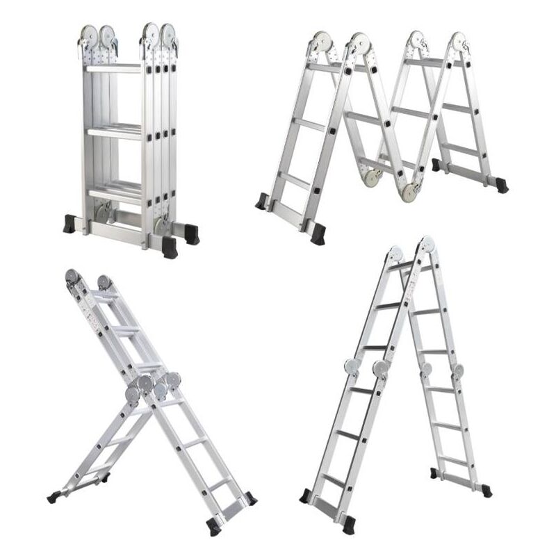 Chelle Multifonction Pliable 4x3 marches 6 en 1 - 3.5m - 100% aluminium - Avec plateforme échafaudage Secury-t