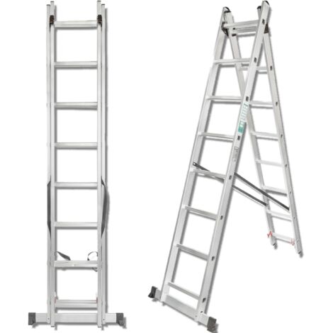 Échelle multifonctionnelle double face en aluminium FORCEKRAFT 2x13 marches