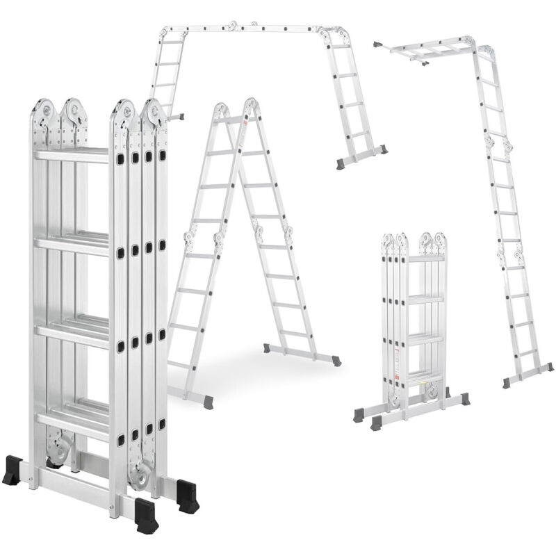 Échelle Multifonctions BM TOOLS BMT-4X4-MULTI en ALU, 4x4 marches - 4,65 m de Long. / Pliable - jusqu'à 150 kg - articulée