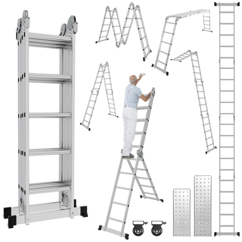 Vingo - Echelle pliante Echelle multifonctionnelle Echelle télescopique Echelle à cadre a 4x5 582cm Echelle d'appui Echelle de ménage Echelle en