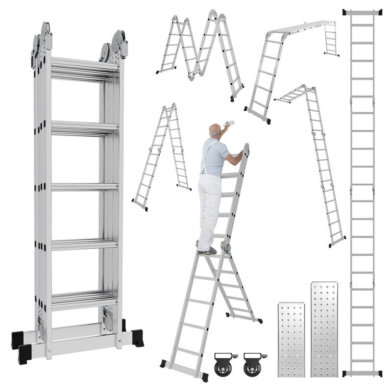 Swanew - einfeben Echelle pliante 4x5 582cm Echelle multifonctionnelle Echelle télescopique domestique Echelle en Alu