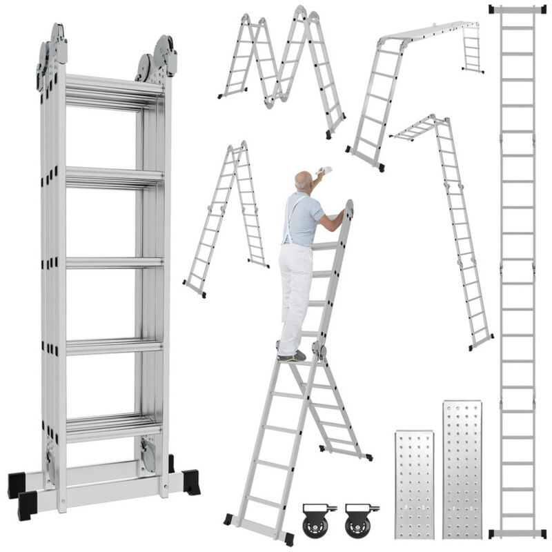 Swanew - Echelle pliante Echelle multifonctionnelle Echelle télescopique Echelle à cadre a 4x5 582cm Echelle d'appui Echelle de ménage Echelle en