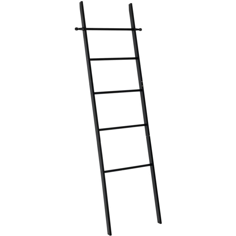 Wenko - Echelle Porte serviettes à poser 5 barres de séchage, 2 crochets, Accessoires salle de bain style Loft, Sans perçage, Bambou, 43x170x33 cm,