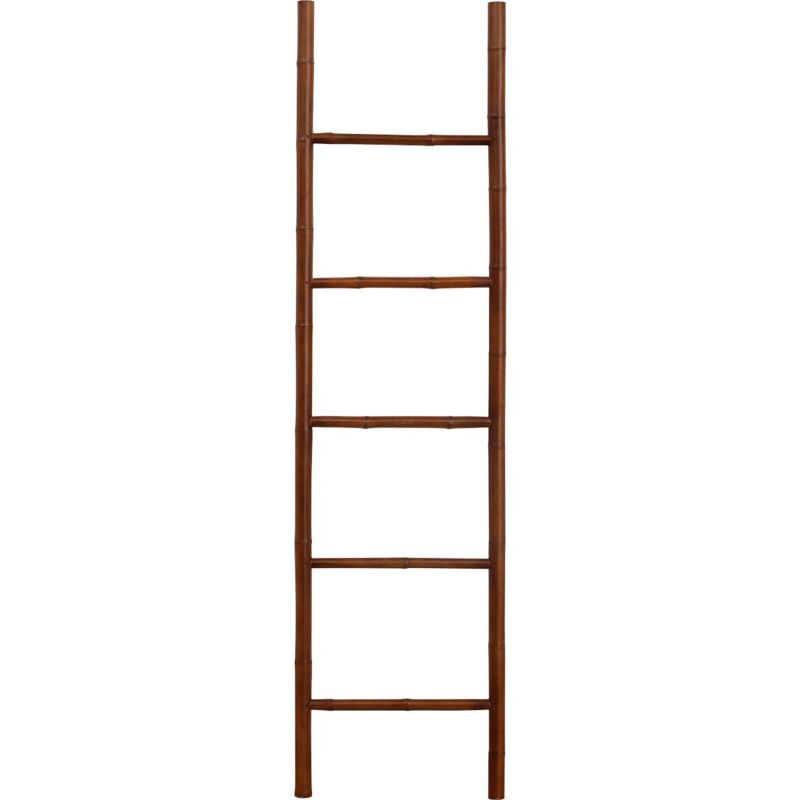 Tendance - Echelle porte serviettes 5 barreaux 100% bambou peint - marron