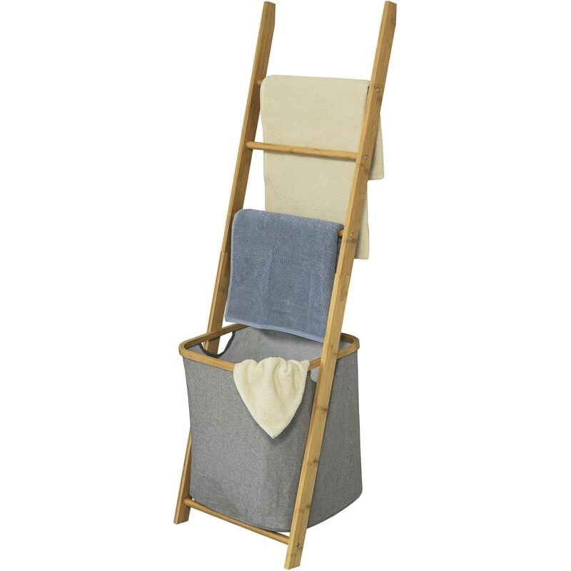 Sobuy - chelle Porte-Serviettes Support pour Serviettes sans Perçage avec 1 Panier à Linge Amovible et 3 Barres ® FRG263-N
