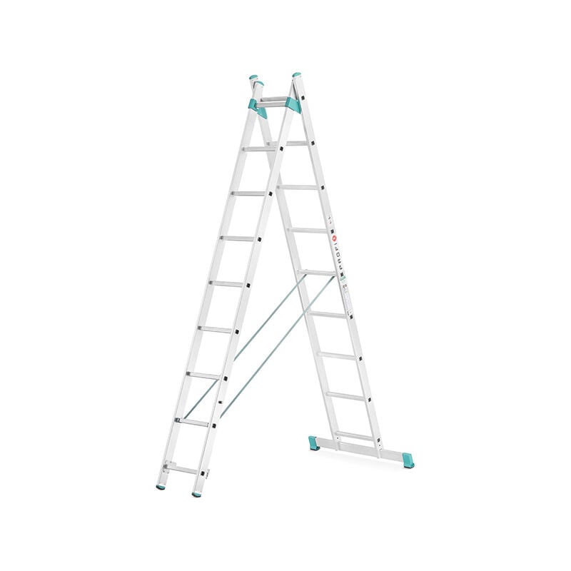 Echelle Direct - Echelle transformable 2x11 barreaux - Longueur déployée 5.13m - Sol plat - 7711