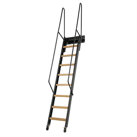 Echelle rabattable acier noir - Hauteur d'accès 2.15 à 2.30m - Largeur 40cm - Marches bois - SOPALCO/N225/MB
