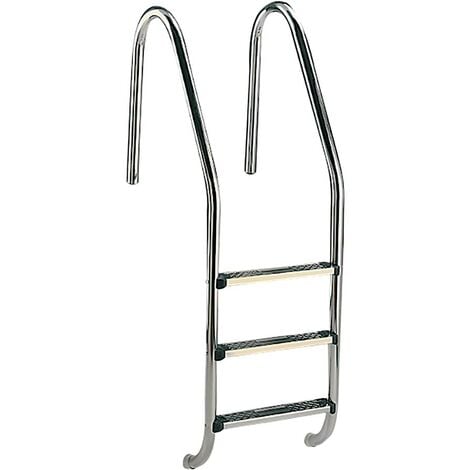 Echelle standard pour piscine - 3 marches neutres - Inox - Acier.