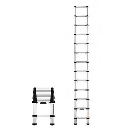 Echelle télescopique 12 marches - Longueur 3.80m - Longueur pliée 0.84m - Largeur 0.51m - TEL-60238G