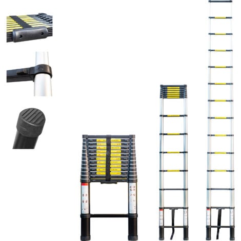 HOSTRÖM Echelle telescopique 4,1m TELESCOO14, Aluminium, Pliable, Extensible, Hauteur de travail max 5m, Standart EN131, Garantie 5 ans, Hostrom