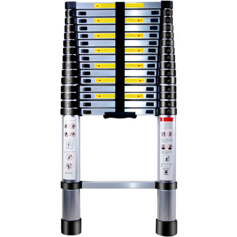 Échelle Télescopique de 4.7M Échelle Escamotable Réglable en Aluminium Échelle Pliable Portable 15 Marches