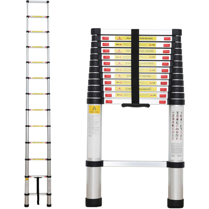 Domicile echelle Telescopique 3.8M Multi-Fonction en Aluminium 10 Echelons 150 Kg(pas inclus la housse transport)
