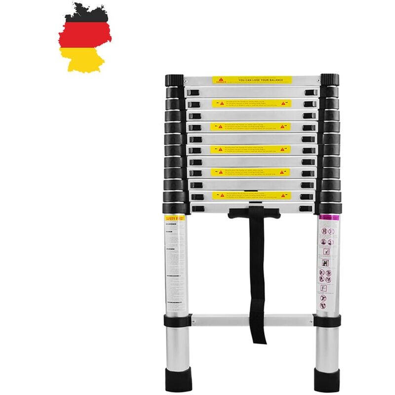 Chelle télescopique 3.8m Échelle Télescopique Aluminium Multi-Fonction Échelle Pliable Portable et Pliante Hengmei
