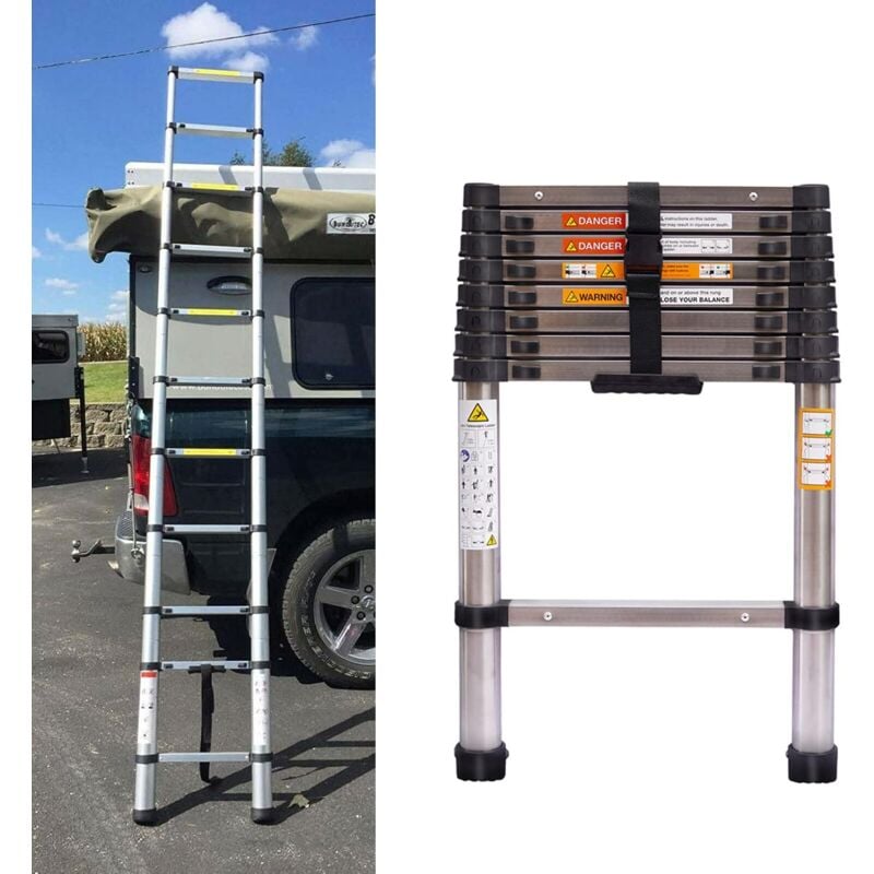 Lucn - chelle télescopique en Aluminium de 3,2 m - Escabeau Telescopique Pliable - Antidérapante - Échelle Multifonction Échelle Polyvalente