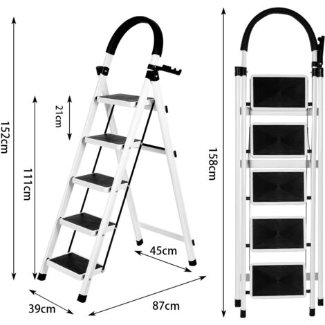 Echelle télescopique en Métal, Hauteur de 1.58m, 5 échelons