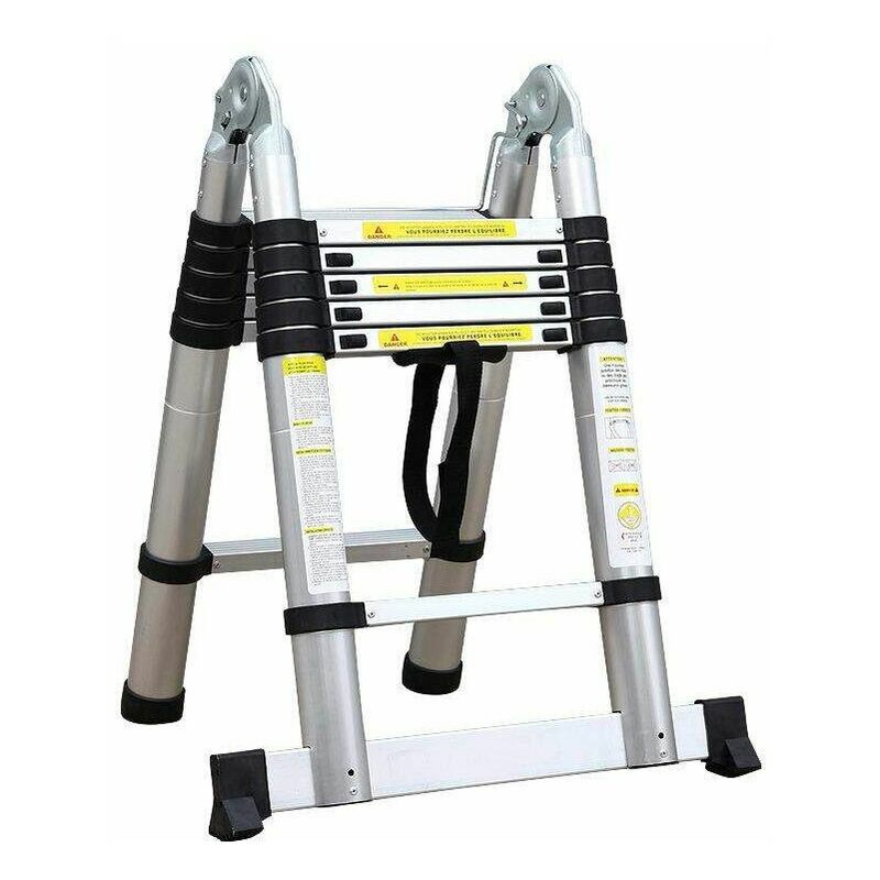 Varan Motors - DLT706B Echelle télescopique multi-fonctions en alu de 3.80m, 12 échelons