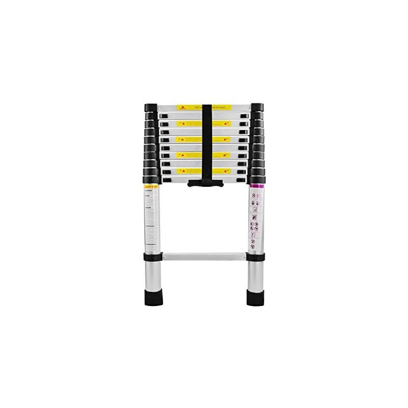 Chelle Télescopique Aluminium Multifonction Échelle Pliable Portable Charge 150KG 3.3M Argent Naizy