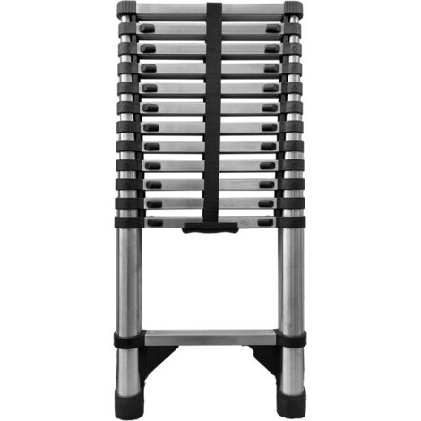 Échelle télescopique pliante en aluminium 13 marches avec butées - longueur 3,8 m