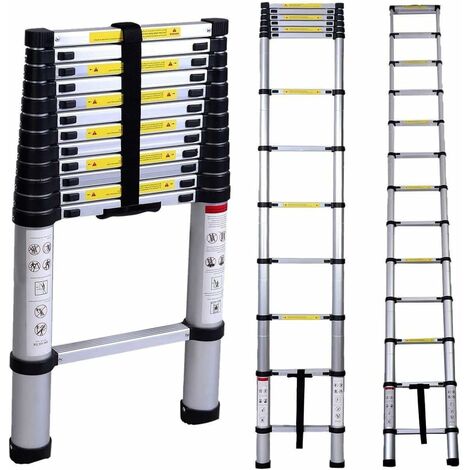 Échelle télescopique polyvalente en aluminium , Multifonction échelle pliable extenable échelle à coulisse élevée d'échelle ladder capacité 150kg