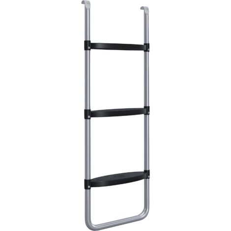 Échelle trampoline élastique réglable avec 3 ou 2 marches en acier, 97x32cm, argent