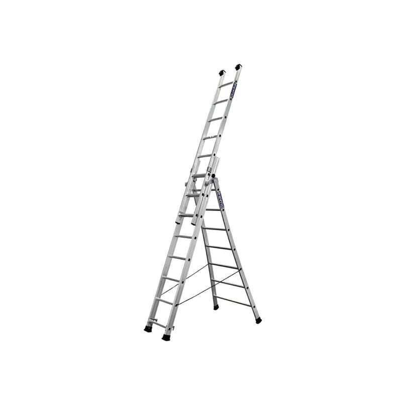 Matisère - Echelle transformable 9+2x10 barreaux - Longueur déployée 6.70m - Sol plat ou escalier - 630310