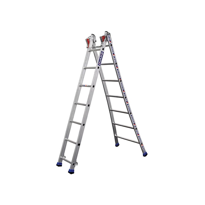 Matisère - Echelle transformable 2x8 barreaux - Longueur max. 4.15m - Sol plat ou escalier - 610208