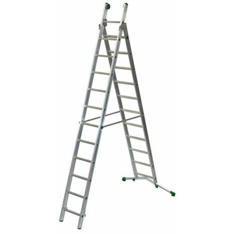 Echelle transformable 2 plans 8+9 barreaux - Longueur max. 4.80m - Sol plat ou irrégulier - P290-2