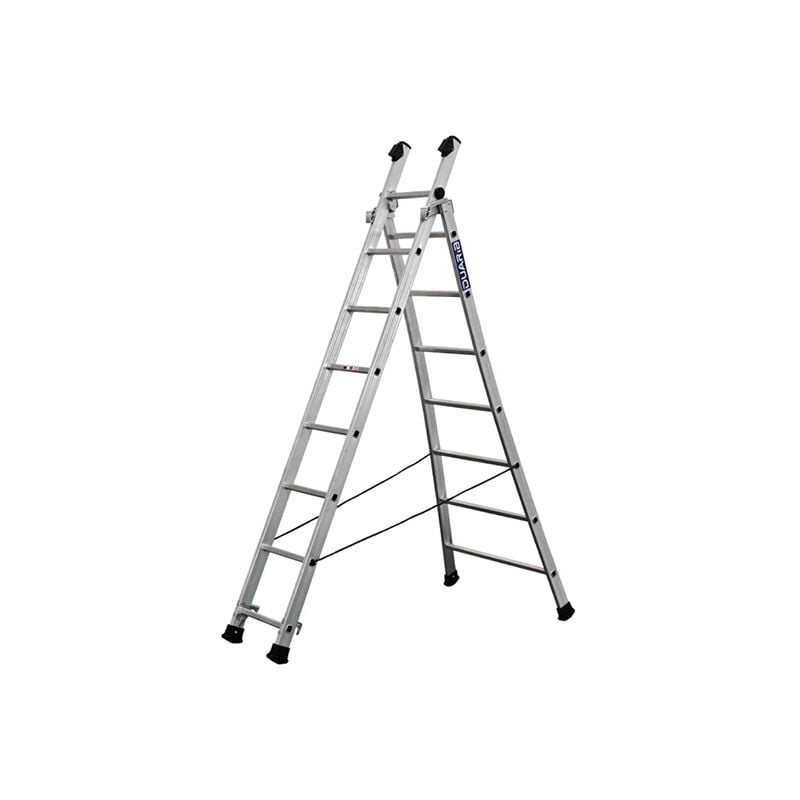 Matisère - Echelle transformable 2 plans 7+8 barreaux - Longueur max. 3.90m - Sol plat ou escalier - 630208