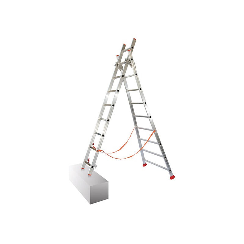 Matisère - Echelle transformable 2x9 barreaux - Longueur déployée 4,26m - Sol plat ou escalier - ATL260-2